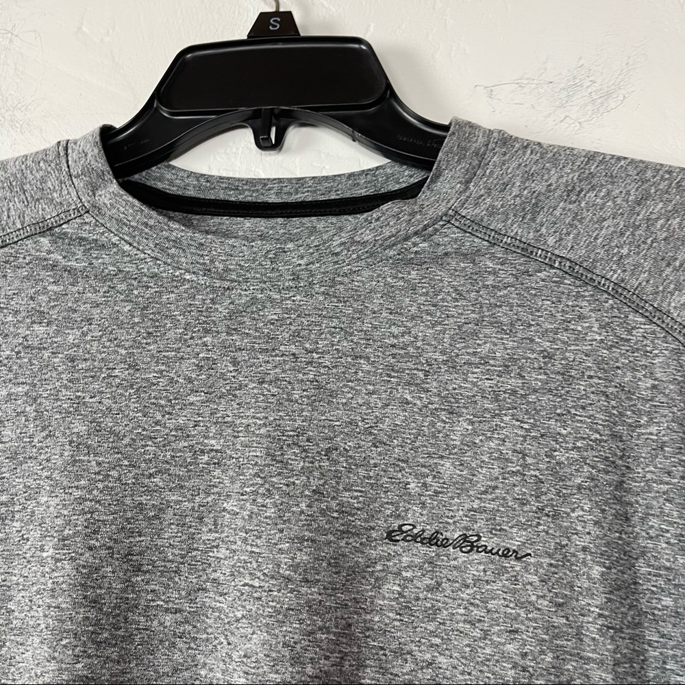 Eddie Bauer Shirt Knit Short Sleeve Tee Top Marled Heather‎ Gray Motion Athletic - Picture 5 of 7